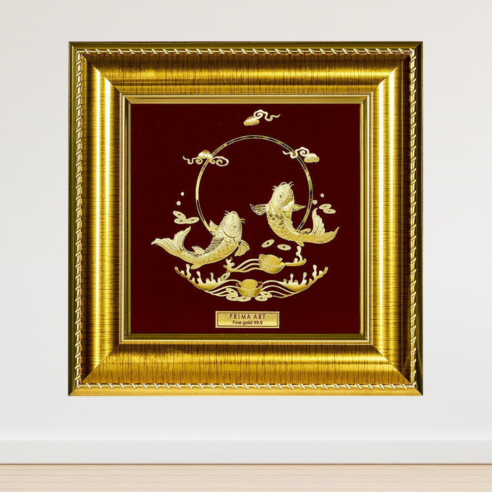 CGS-0275-13 Two Golden Carps in Frame 16 x 16 cm_1