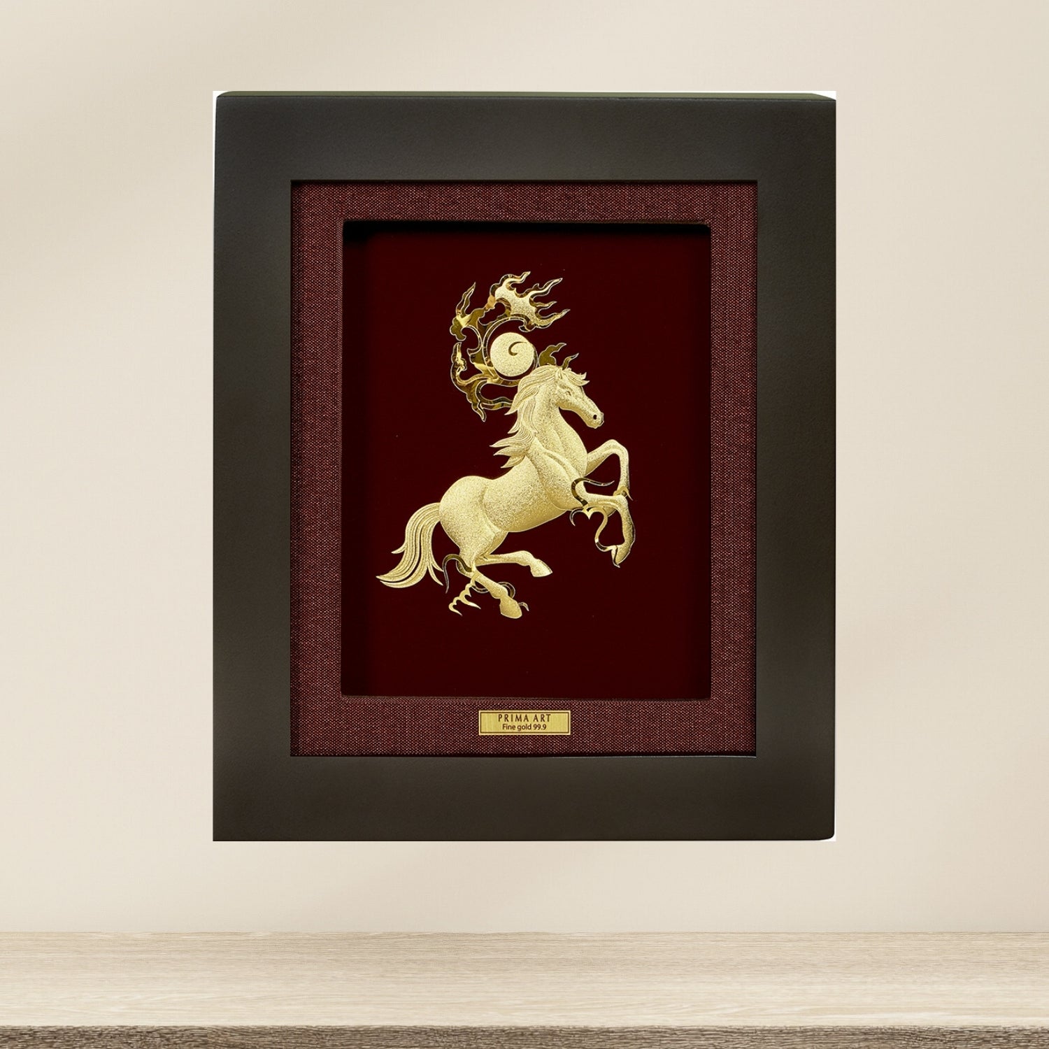 CGS-0286-10 Golden Horse Brings Victory in Frame 25 x 29 cm