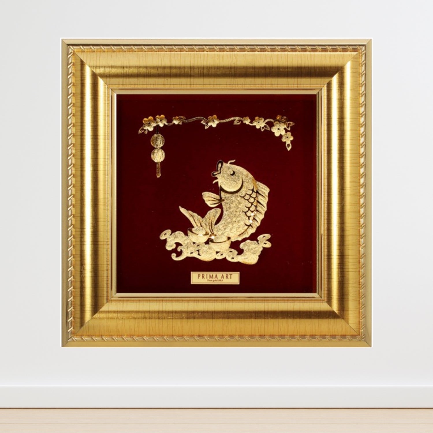 CGS-0371-05 Golden Carp Sees Lantern in Frame 16 x 16 cm