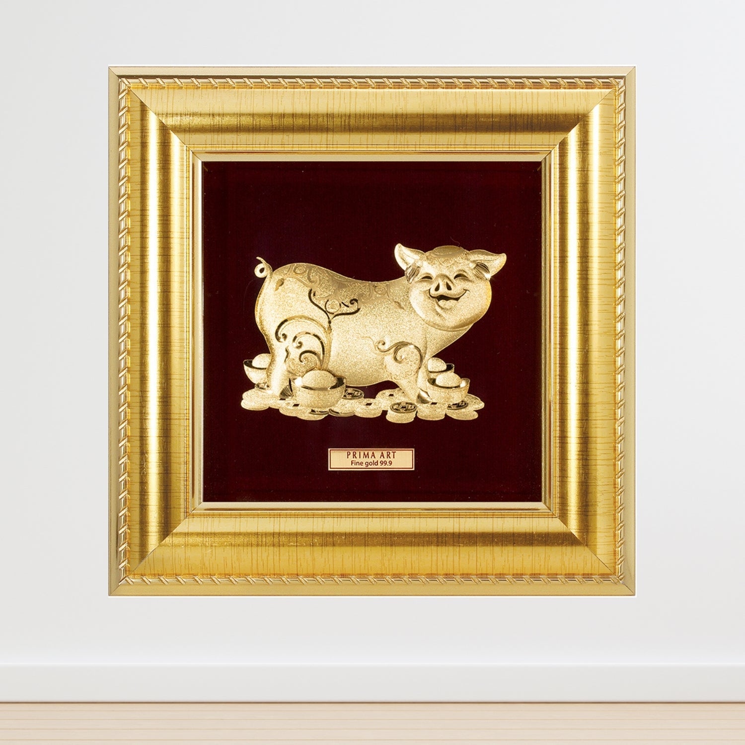 CGS-0371-16 Golden Pig Brings Fortune in Frame 16 x 16 cm