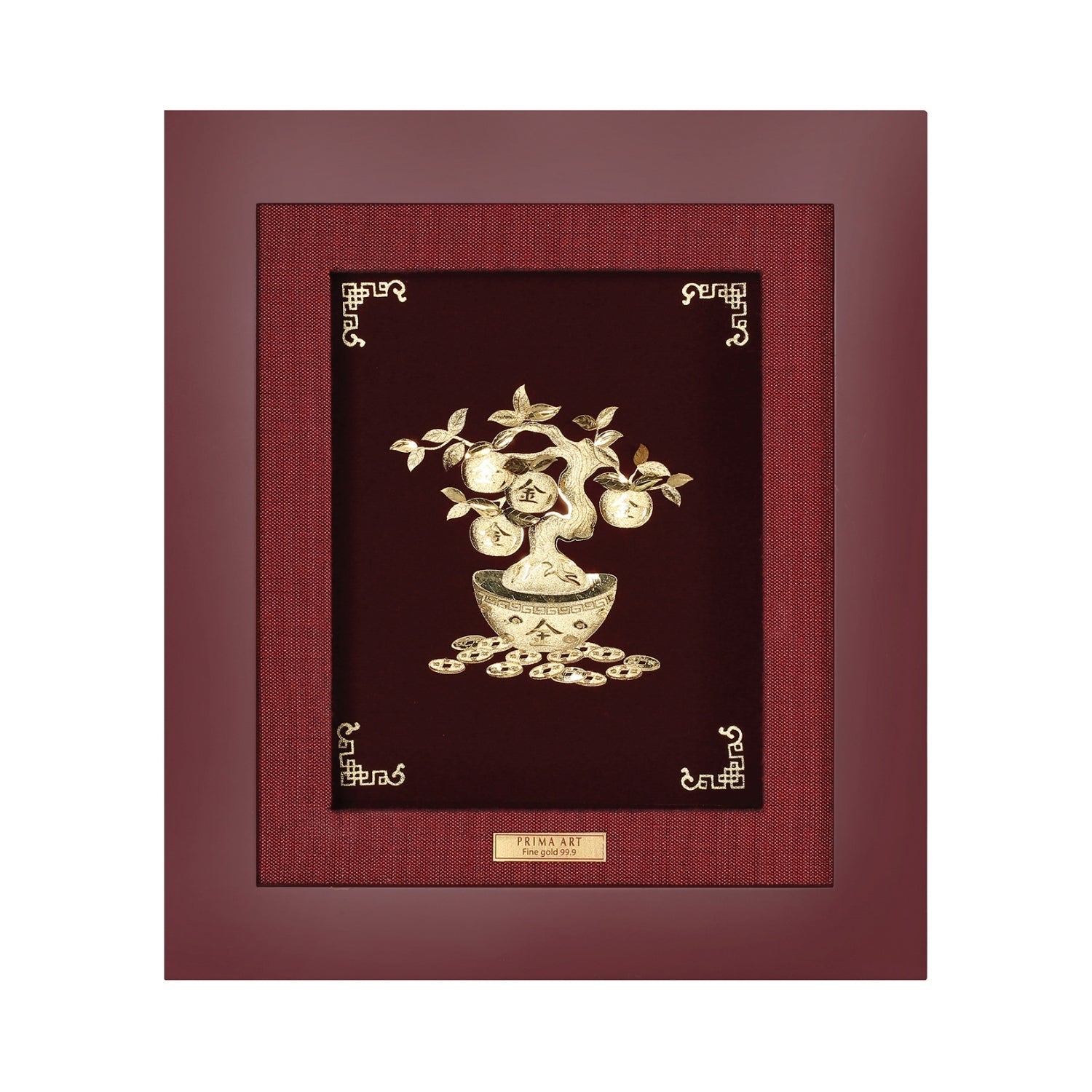 CGS-0447-05 Golden Orange Tree With Fu Blessing Life in Frame 18 x 20 cm