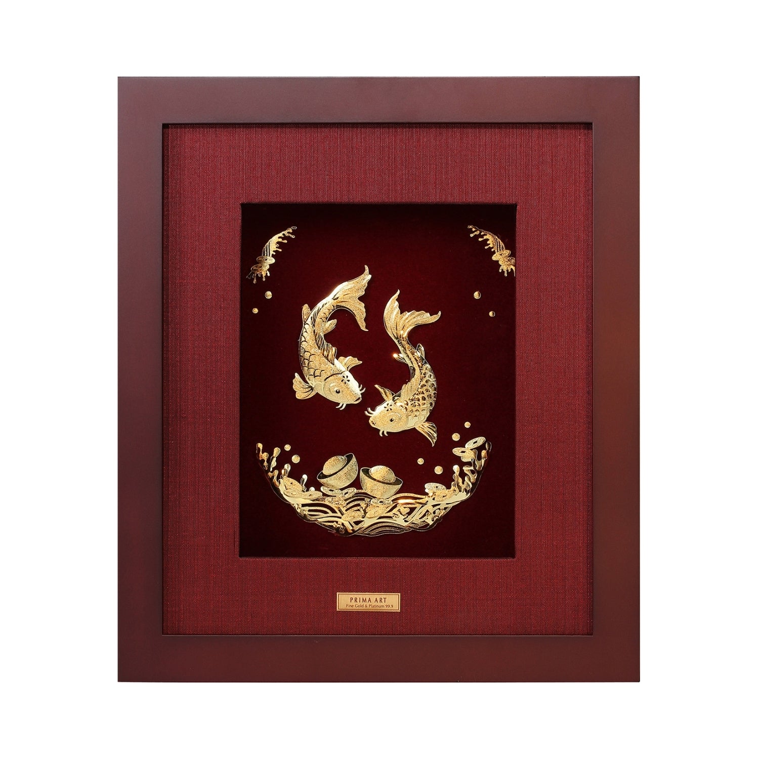 CGS-0466-06 Couple Carps Brings  Money in Frame 25 x 29 cm