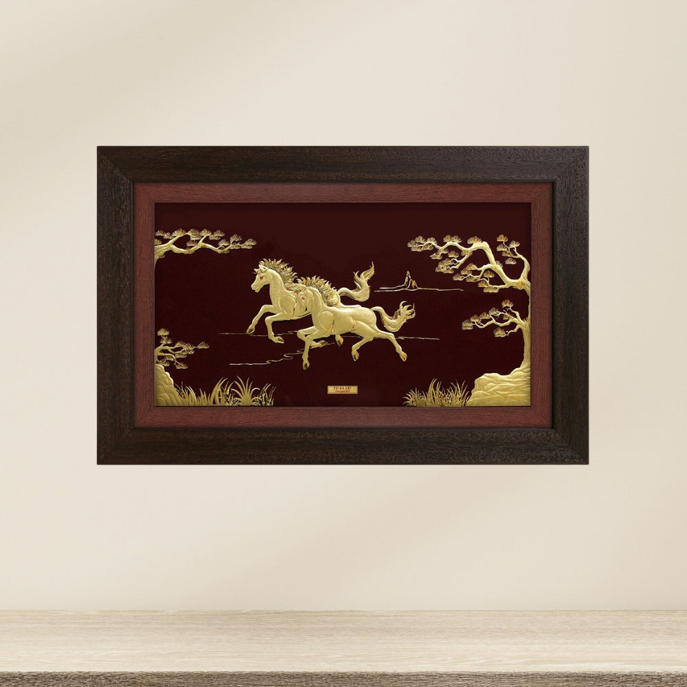 CGS048901 Prosperous Couple Horses in Frame 37x58 cm