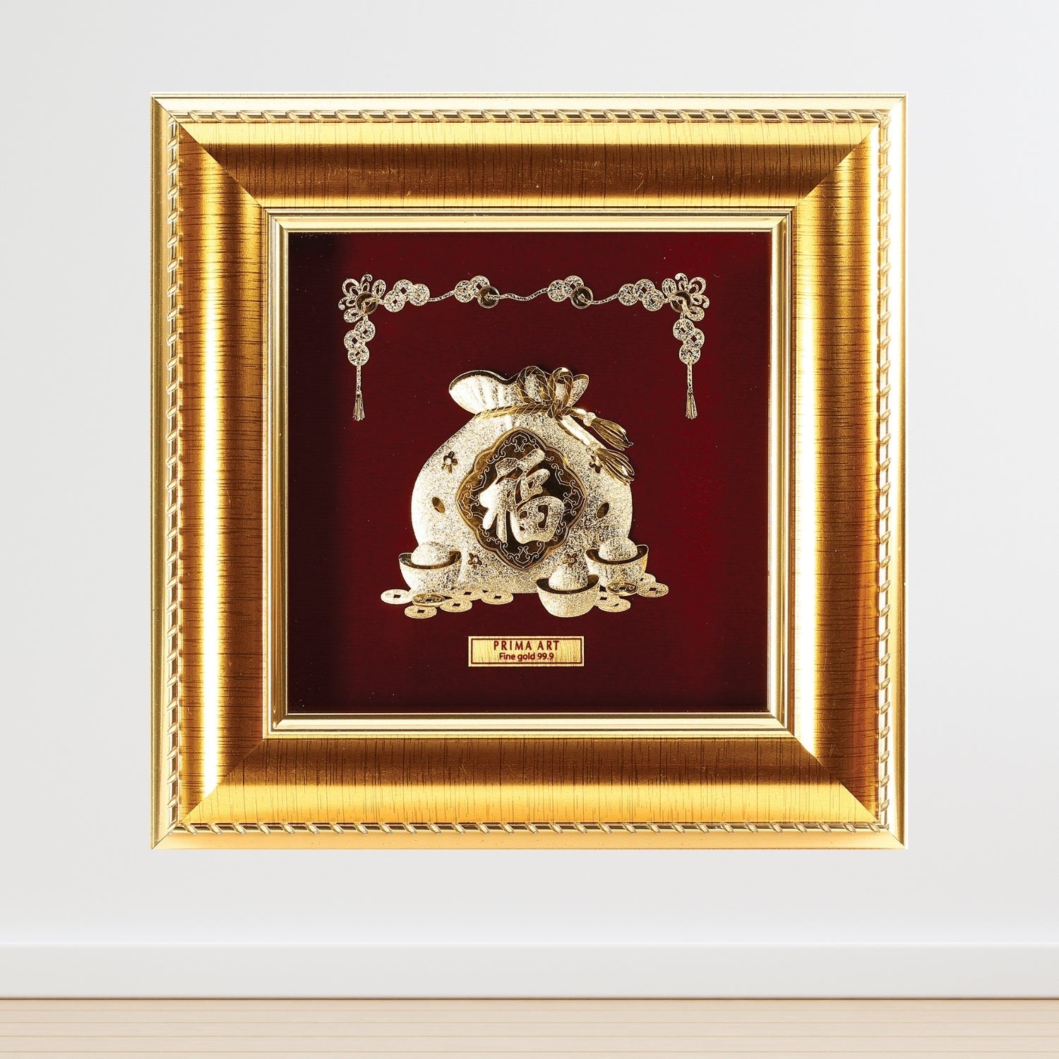CGS-0498-03 Fu On Golden Pouch  in Frame 16 x 16 cm