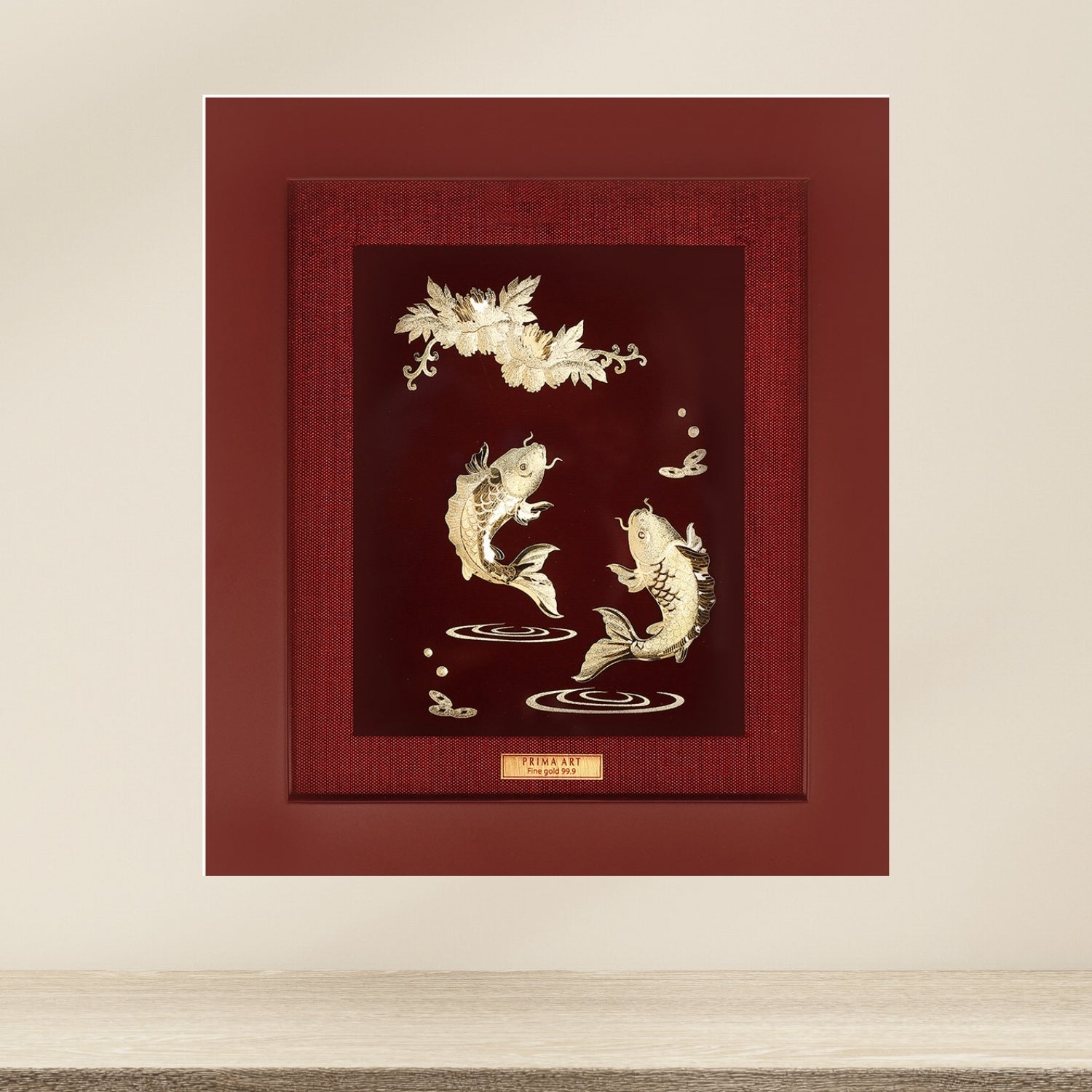CGS-0515-05 Couple Fishes See Lucky Flower in Frame 18 x 20 cm
