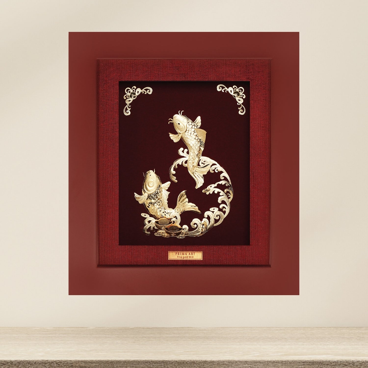 CGS-0515-06 Couple Carps Jumping On The Ocean Waves in Frame 18 x 20 cm