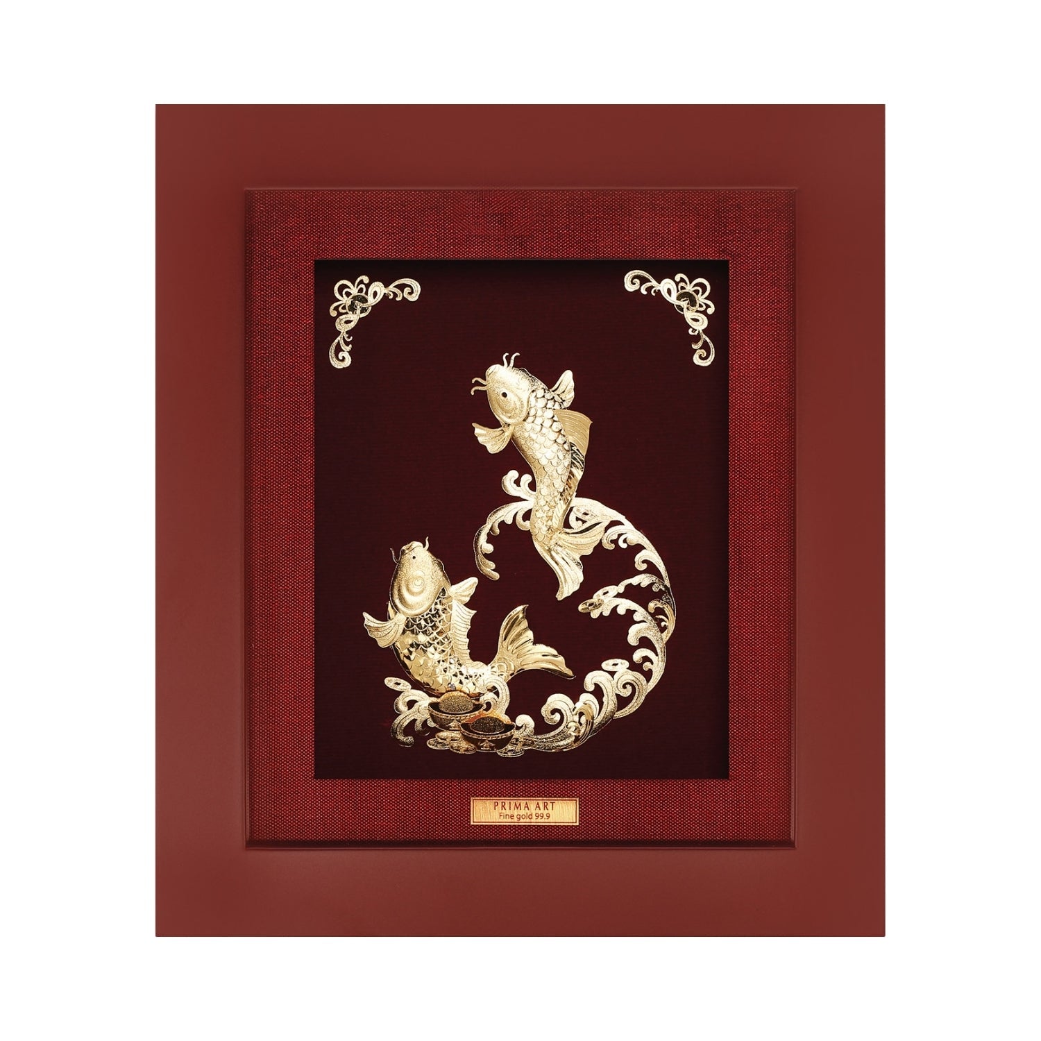 CGS-0515-06 Couple Carps Jumping On The Ocean Waves in Frame 18 x 20 cm