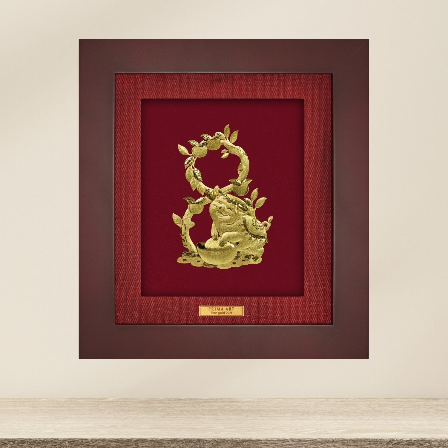 CGS-0515-27 Golden Pig Brings Prosperity in Frame 18 x 20 cm