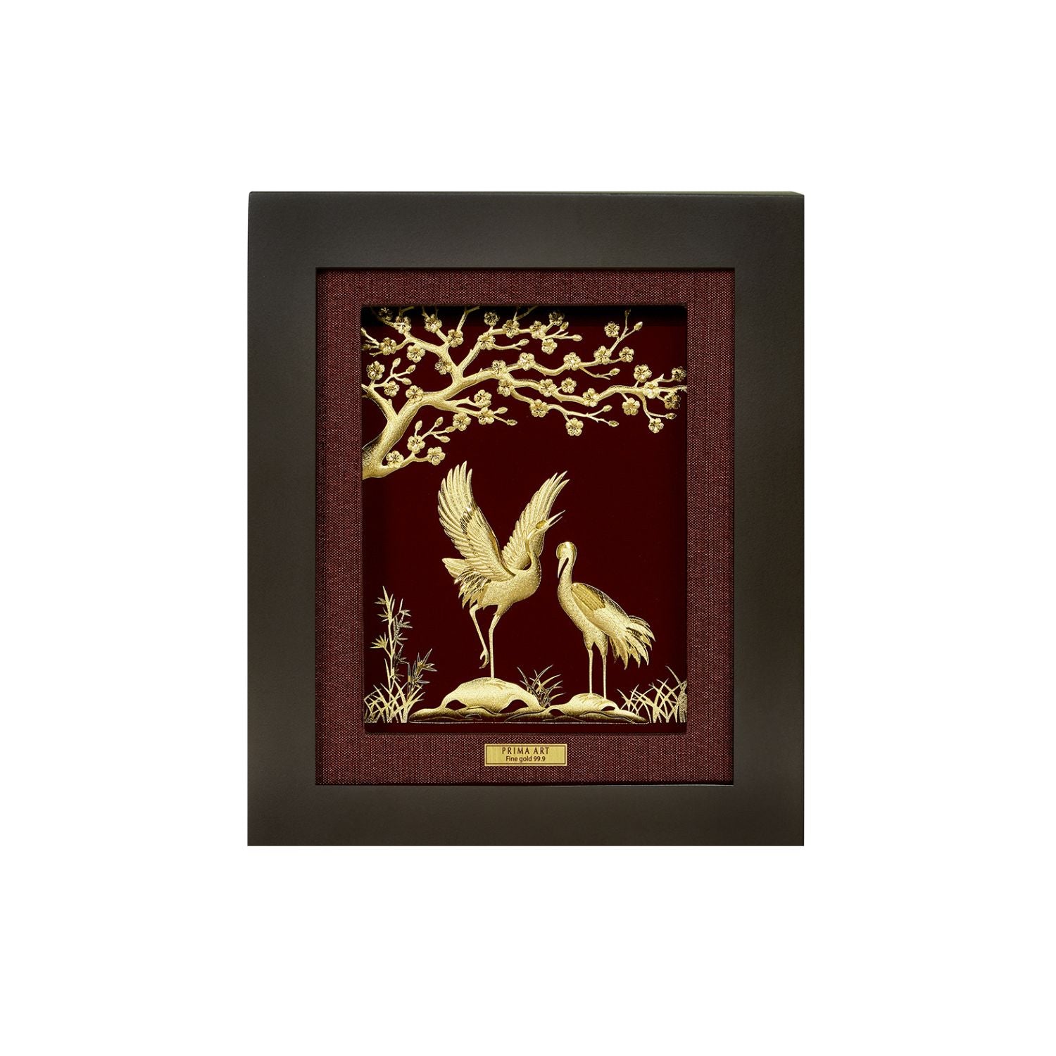 CGS-0551-01 Couple Cranes See Apricot Blossom in Frame 25 x 29 cm