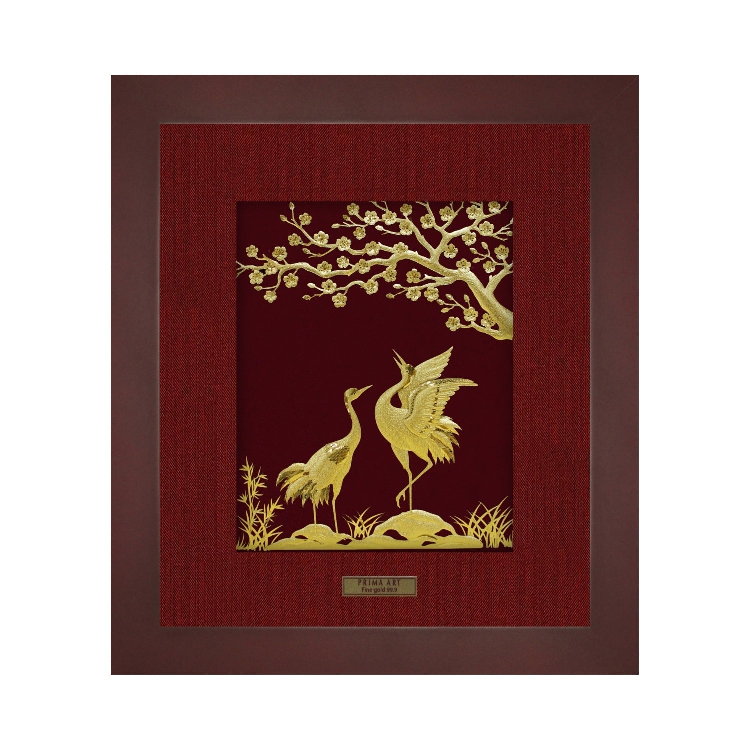CGS-0551-02 Couple Cranes See Apricot Blossom in Frame 25 x 29 cm
