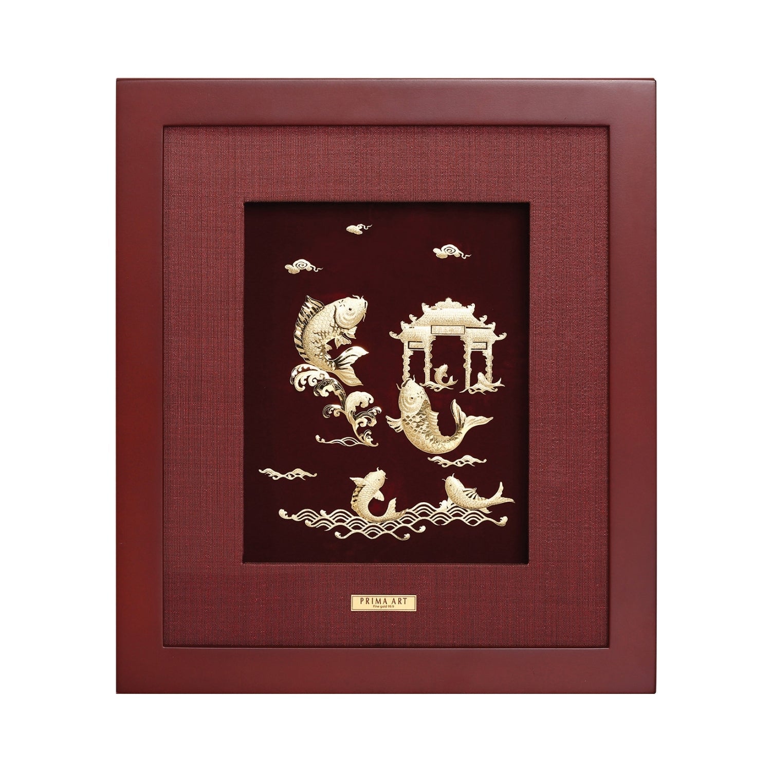CGS-0564-01 Golden Carps Jumping To Heaven Gate in Frame 25 x 29 cm