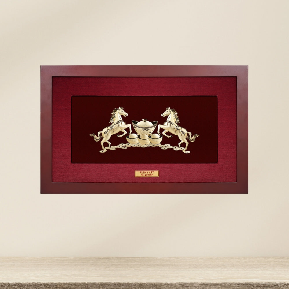 CGS058703 Auspicious Couple Horses in Frame 25x40 cm