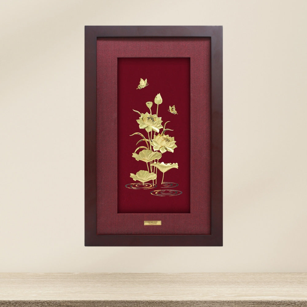 CGS060201 Golden Lotus in Frame 25x40 cm