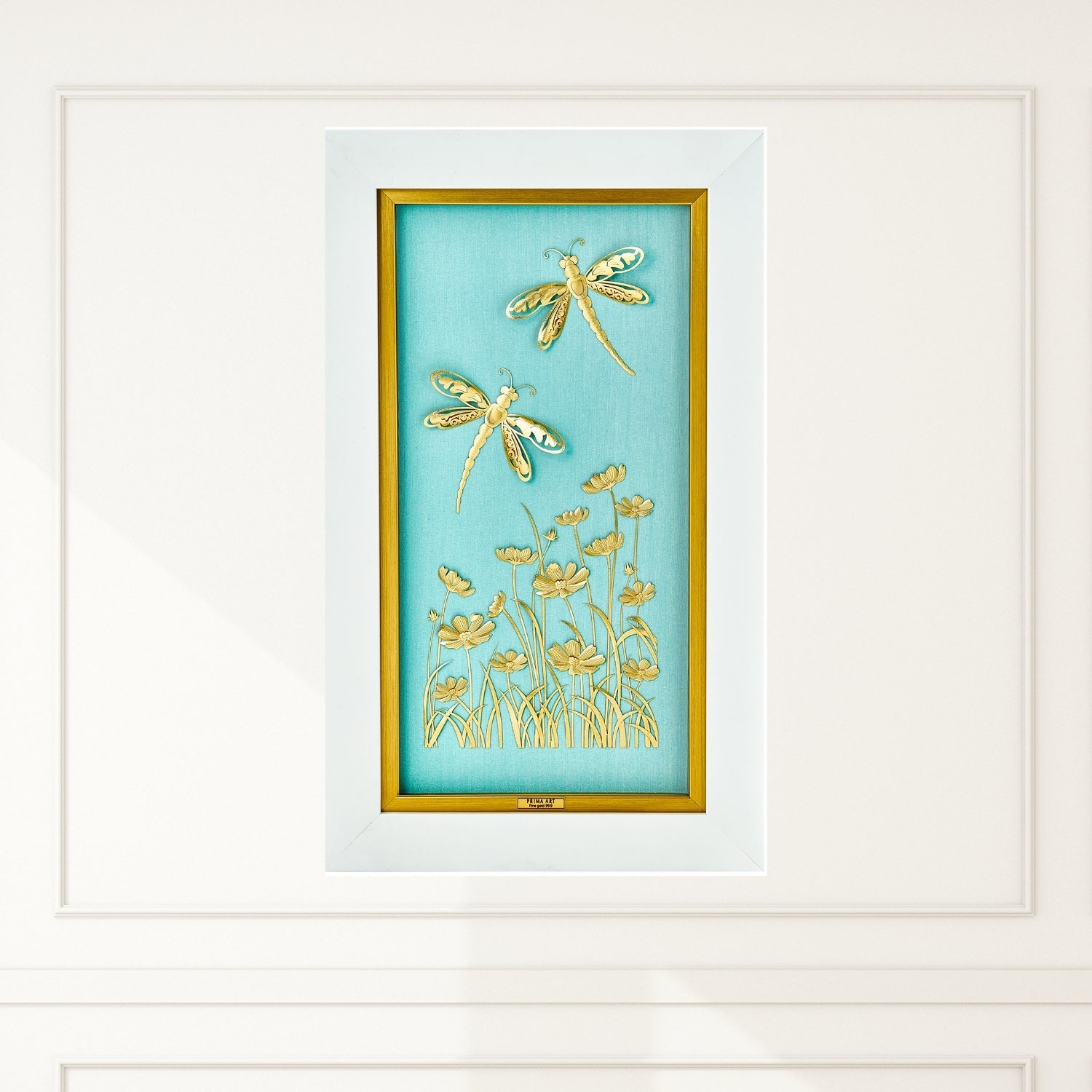 CGS-0644-80 LUXE Original, Couple of golden dragonflies in Frame 25 x 40 cm