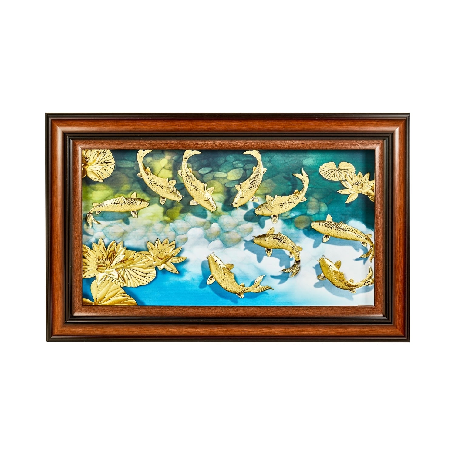CGS-0670-01 The LUXE, Nine Fishs Gathering Brings Luck And Prosperity in Frame 90 x 60 cm