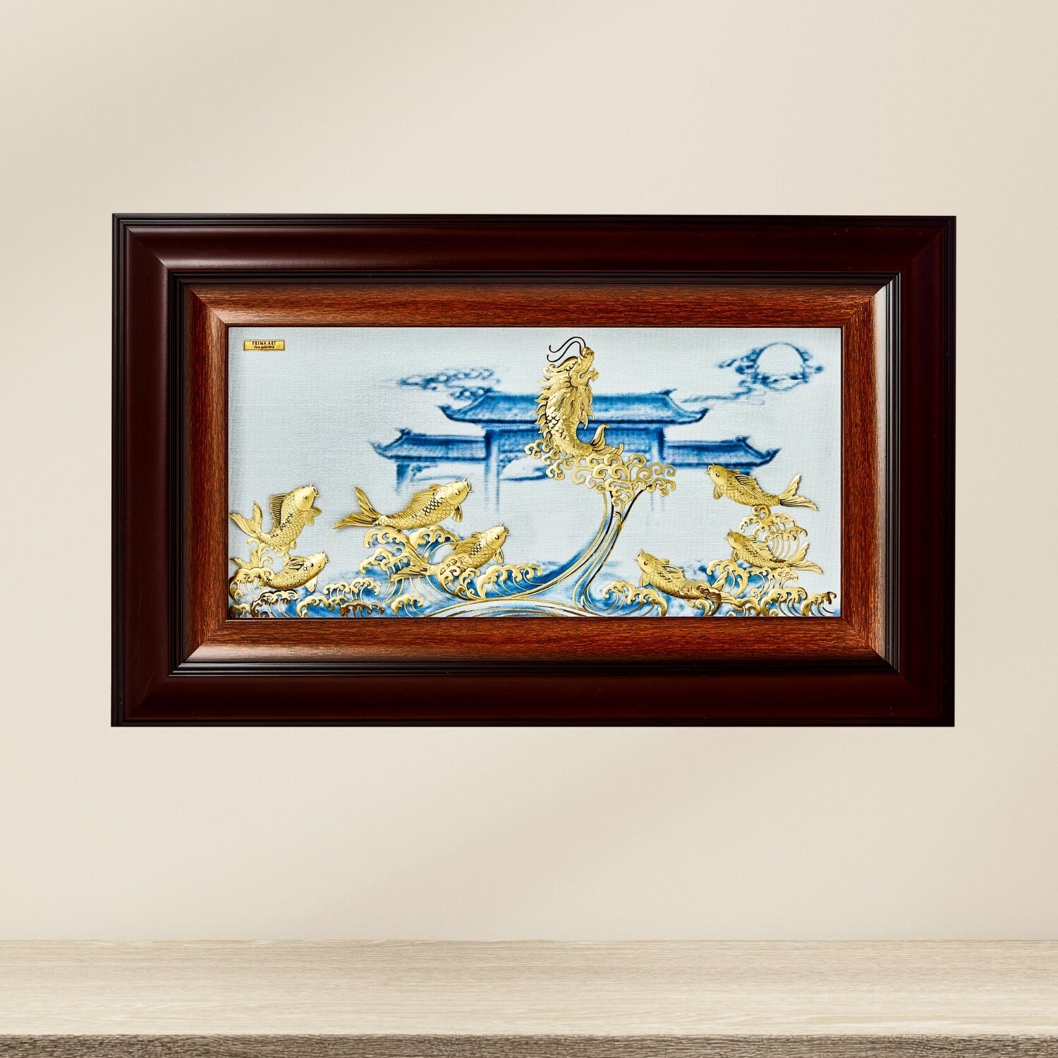 CGS-0671-01 The LUXE, Couple Carps Jumping To The Heaven Gate in Frame 52 x 32 cm