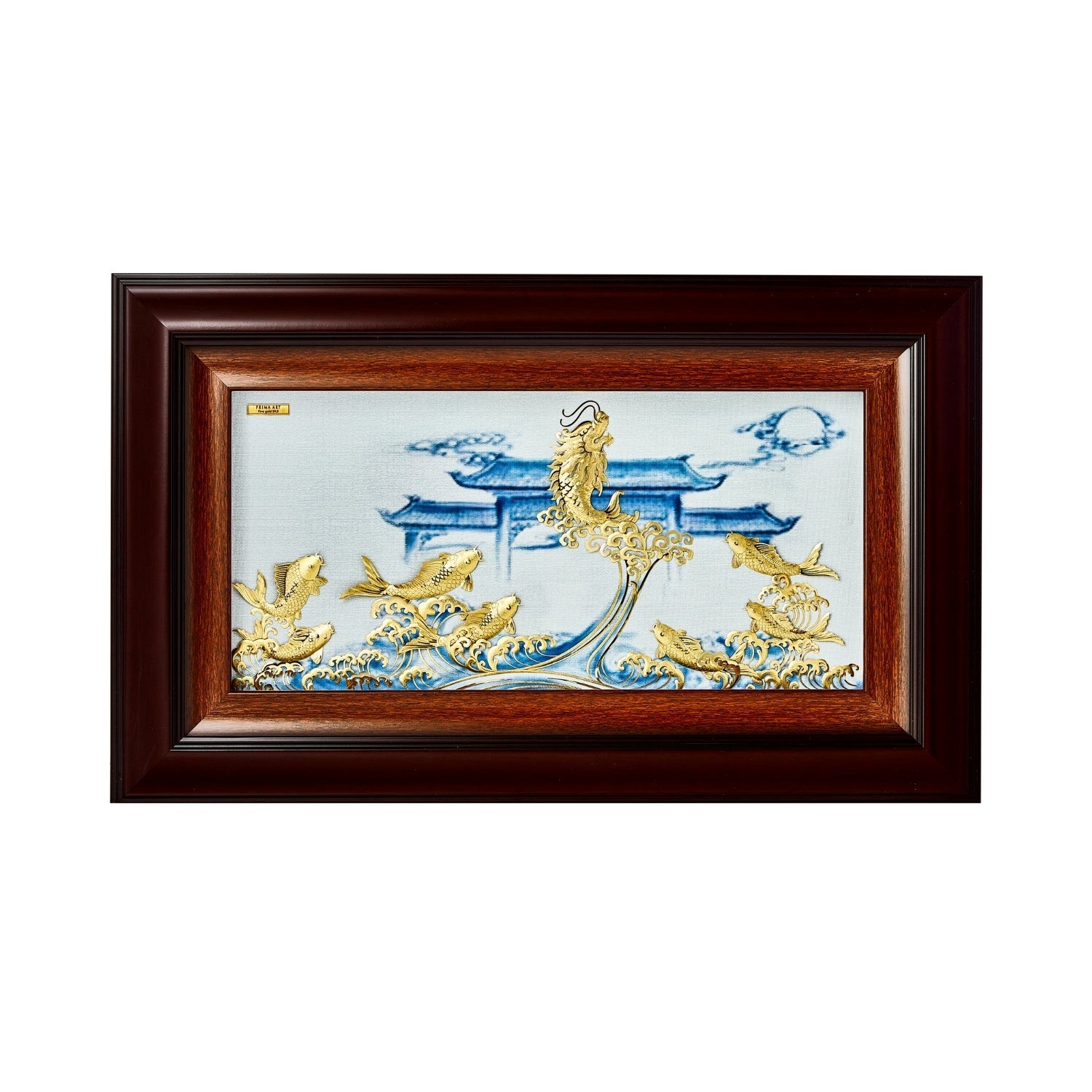 CGS-0671-01 The LUXE, Couple Carps Jumping To The Heaven Gate in Frame 52 x 32 cm
