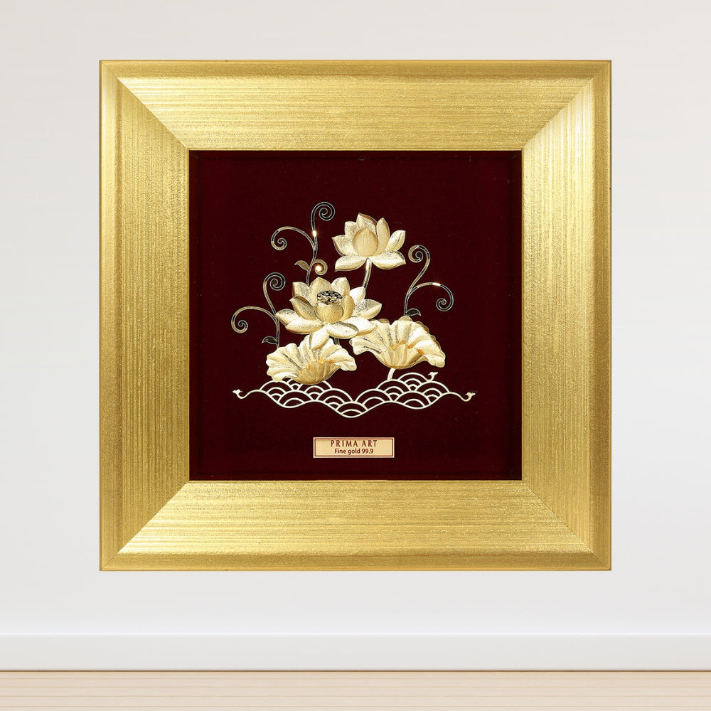 CGS071601 Auspicious Two Lotus in Frame 18x18 cm