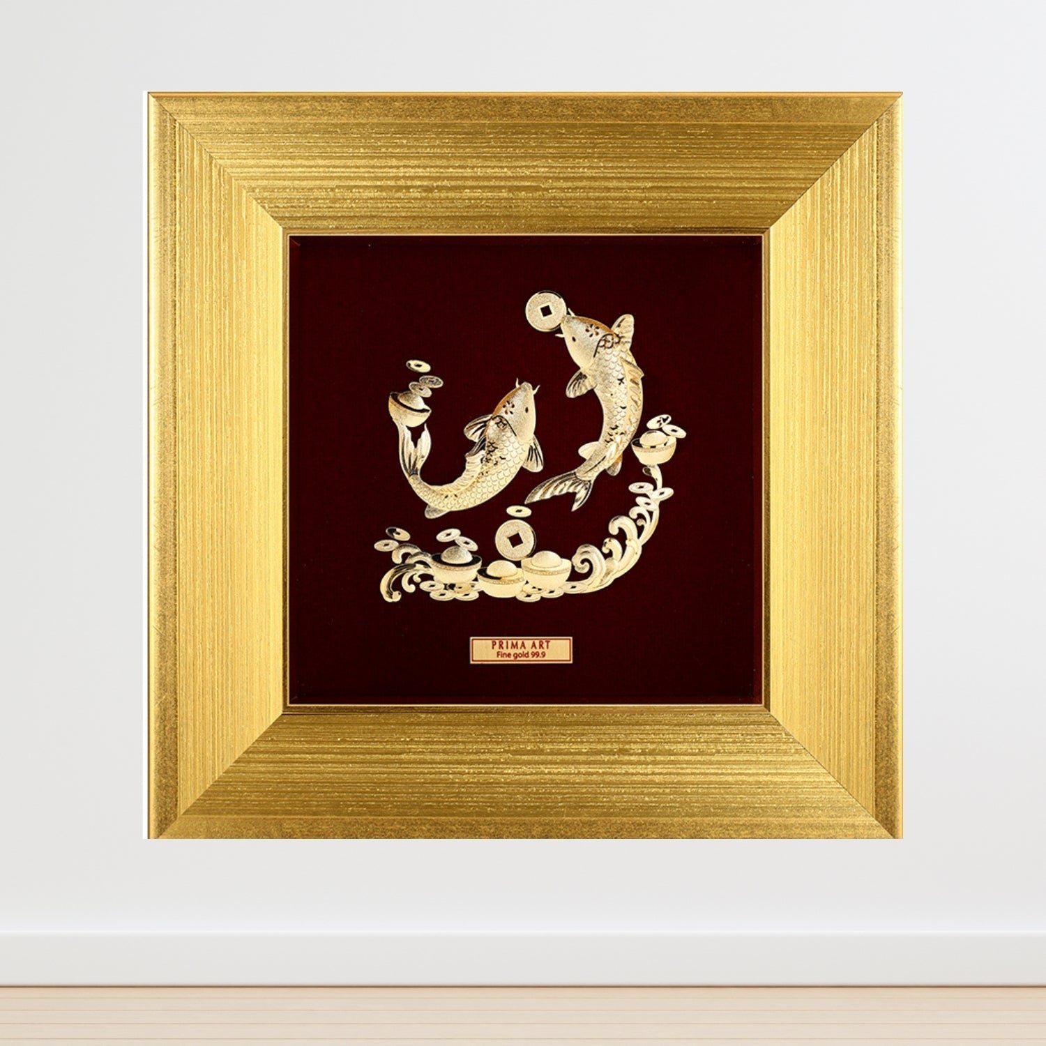 CGS-0732-01 Couple Carps Brings  Money in Frame 18 x 18 cm