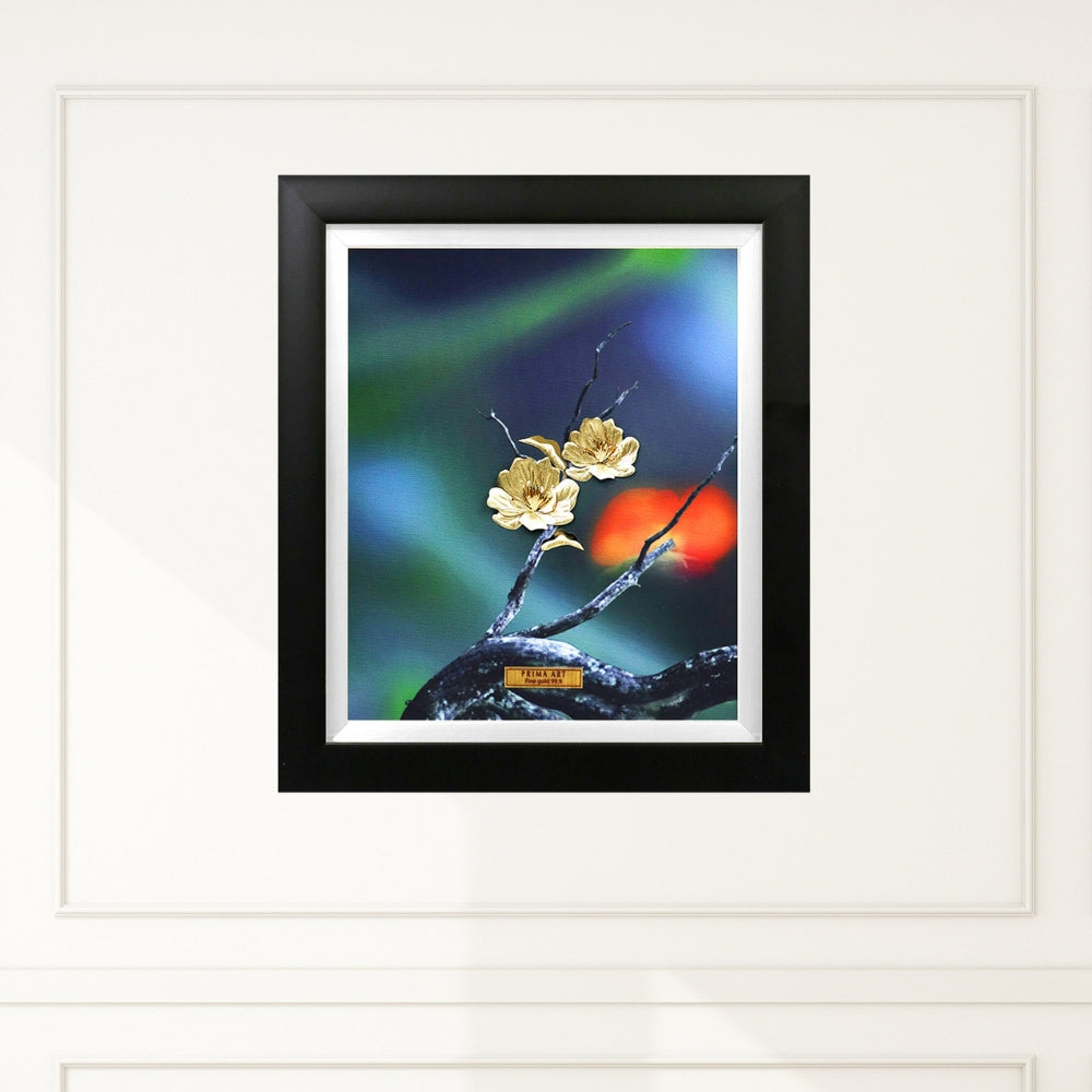 CGS074901 Couple Birds and Apricot Blossom Branches in Frame 25x29 cm
