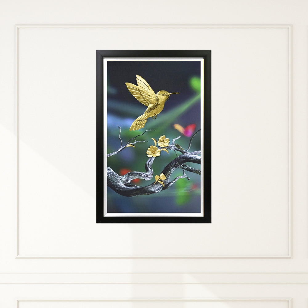 CGS075001 Couple Birds and Apricot Blossom Branches in Frame 35x55 cm