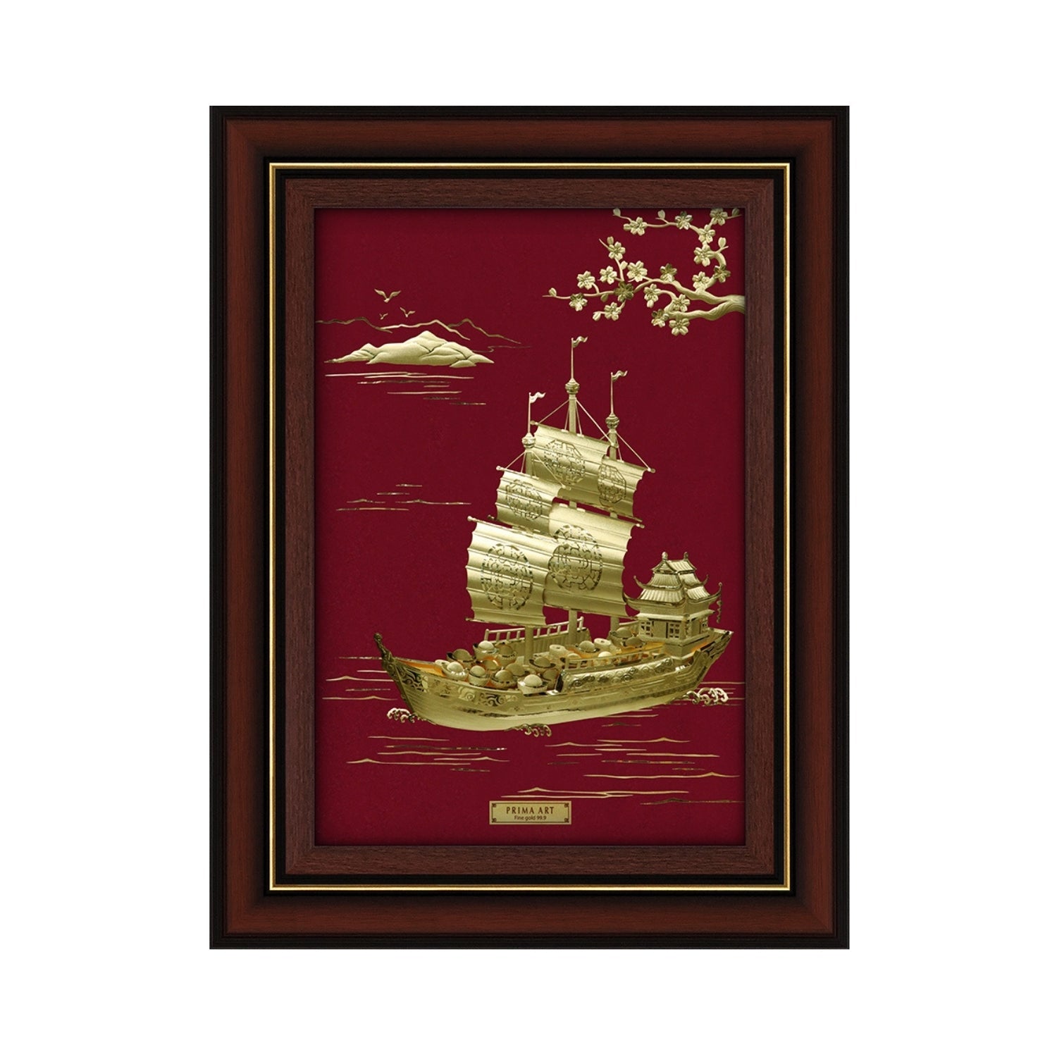 CGS-0755-01 Golden Ship Brings Fortune in Frame 58 x 75 cm