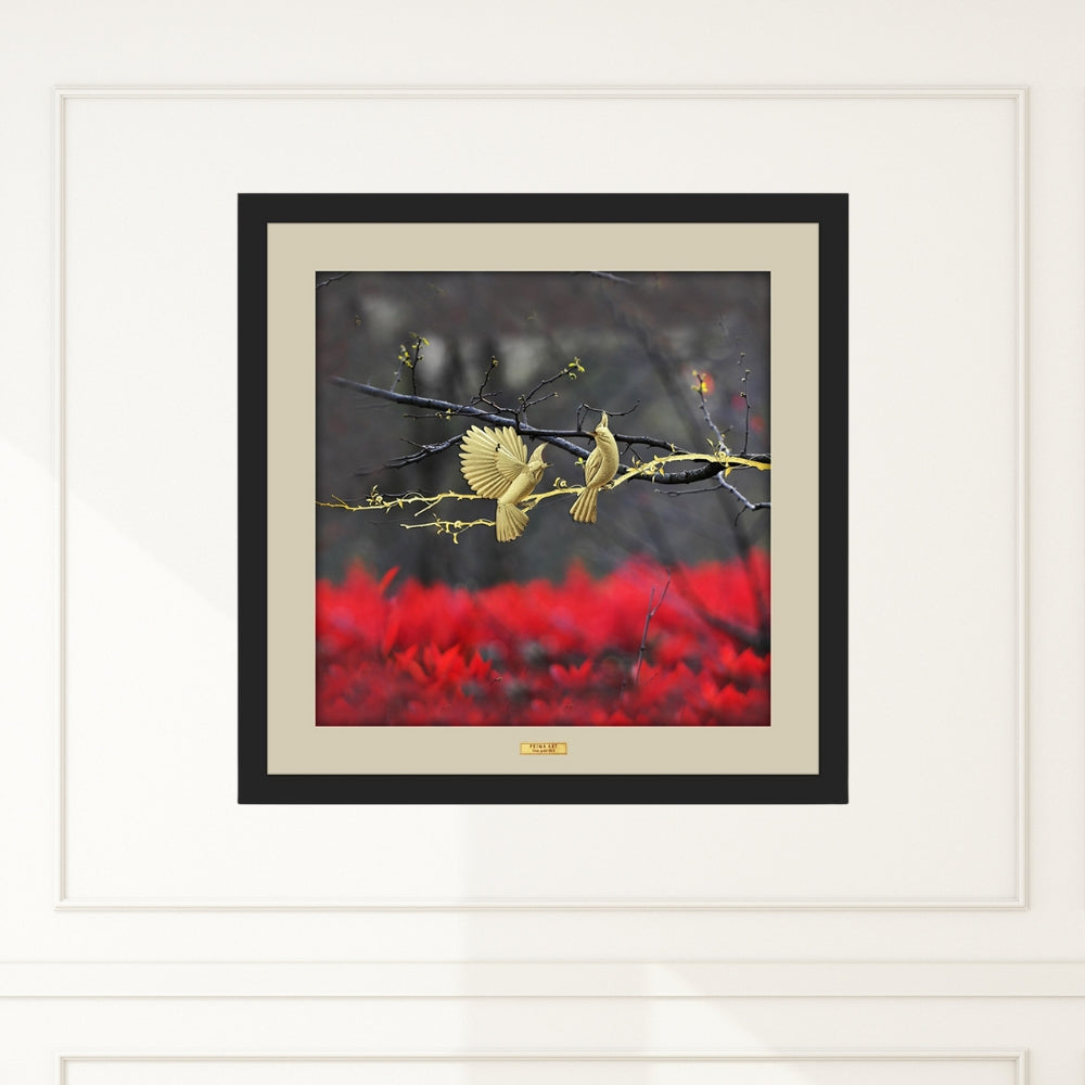 CGS080601 Color Collection Couple Birds in Frame 65x65 cm
