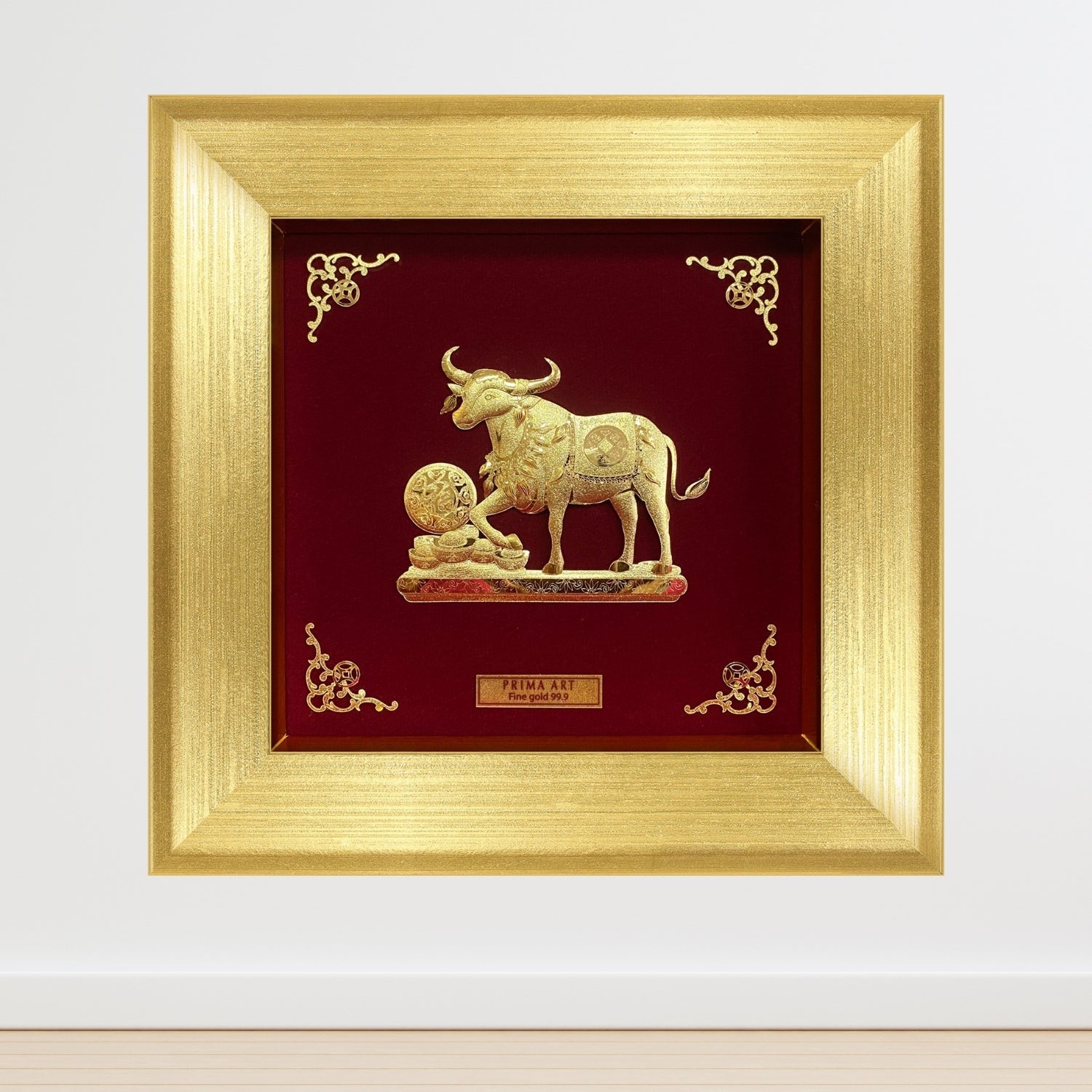 CGS-0844-01 Golden Buffalo Brings Fortune in Frame 18 x 18 cm