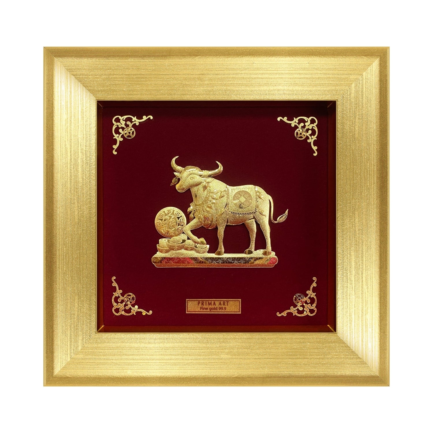 CGS-0844-01 Golden Buffalo Brings Fortune in Frame 18 x 18 cm