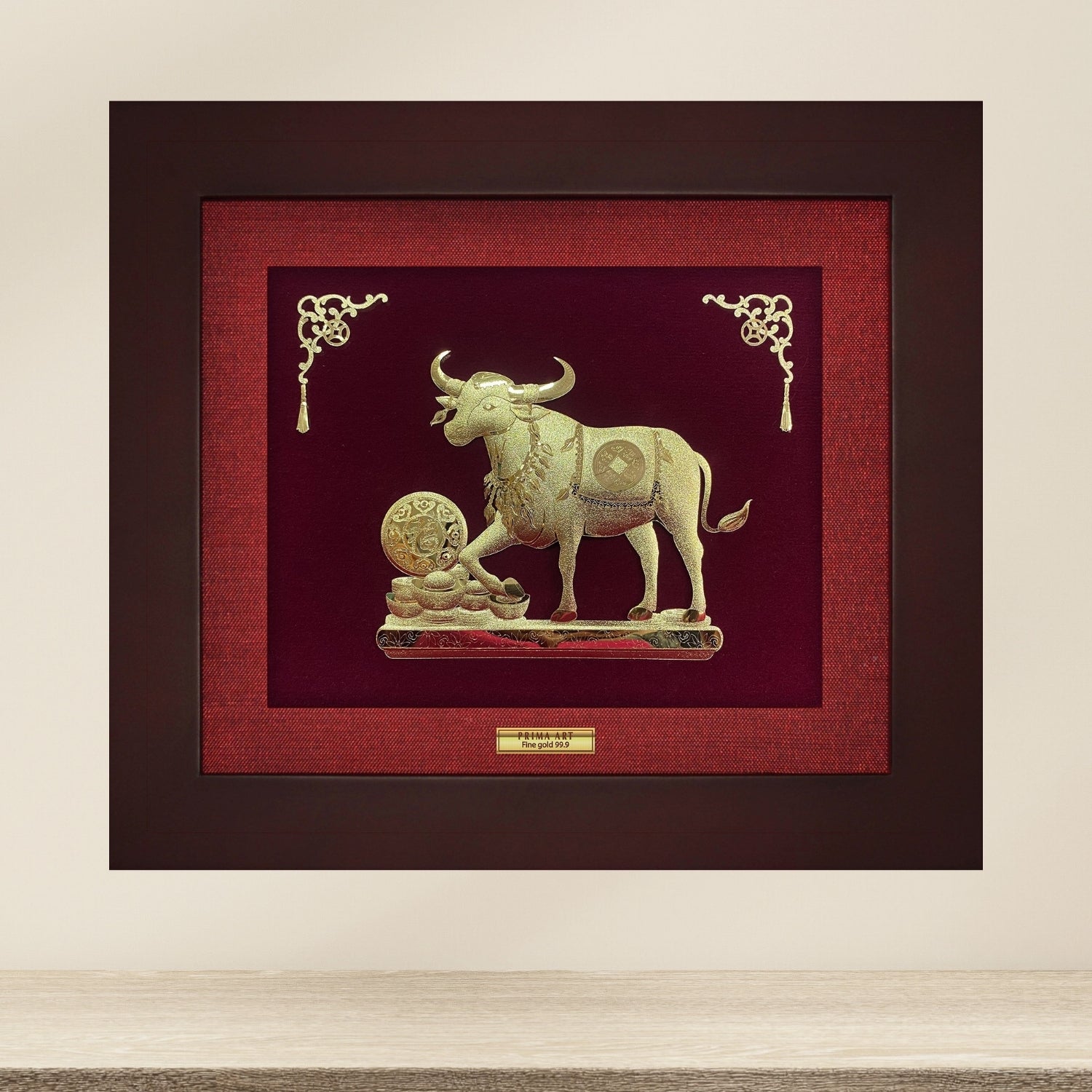 CGS-0845-01 Golden Rat Brings Luck in Frame 18 x 20 cm