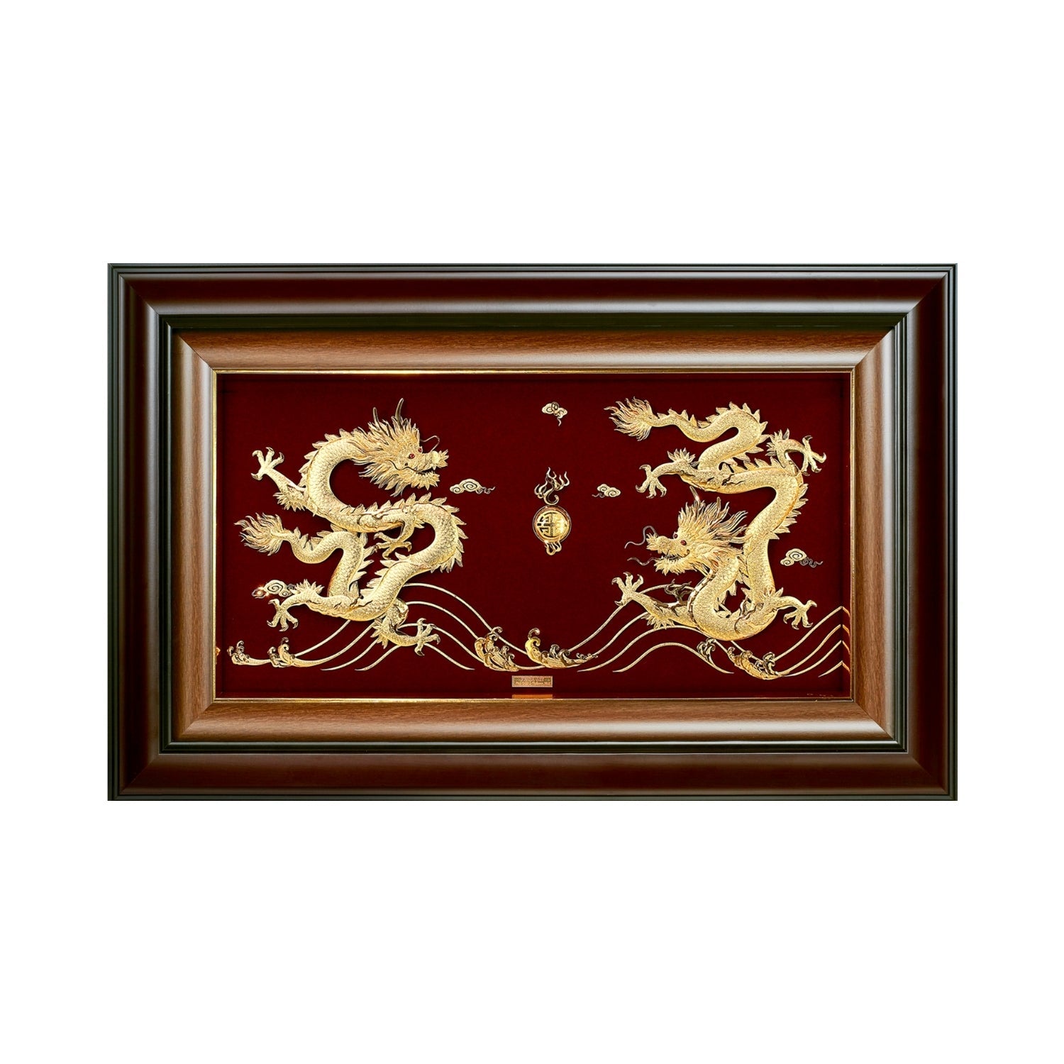 MGS-0045-01 Two Dragons Chalenging To Win The Crystal Ball in Frame 52 x 32 cm