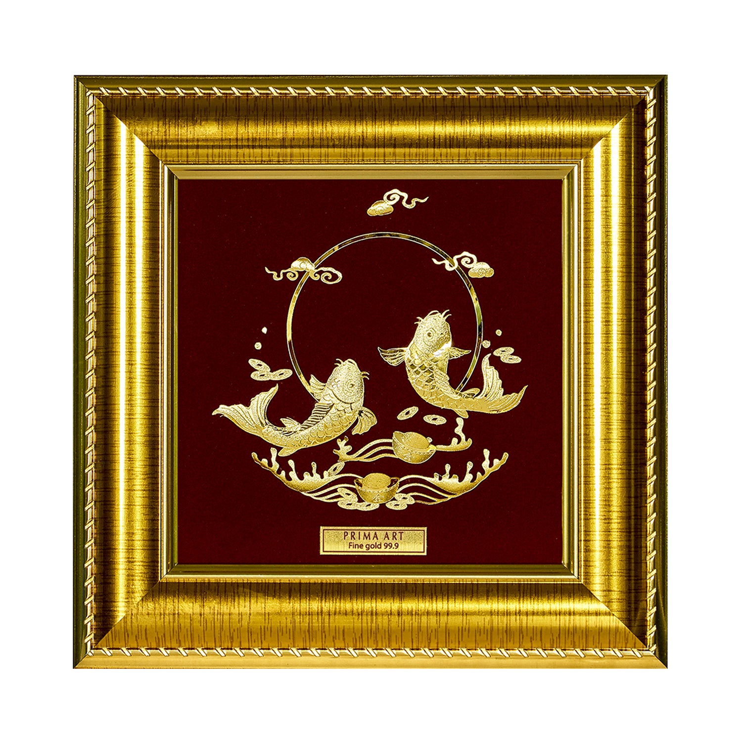 CGS027513 Two Golden Carps in Frame 16x16 cm