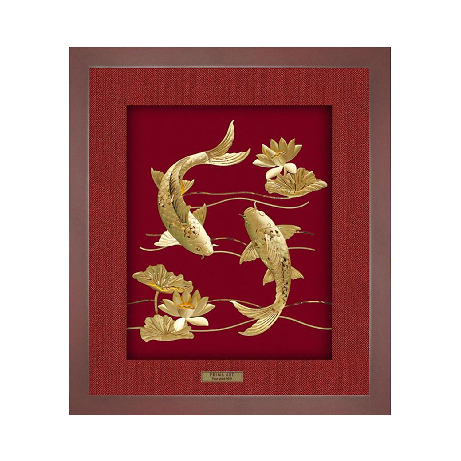 CGS029903 Couple Lucky Carps with Lotus in Frame 36x46 cm