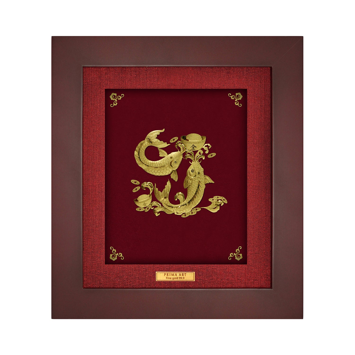 CGS044704 Couple Fortune Carps in Frame 18x20 cm