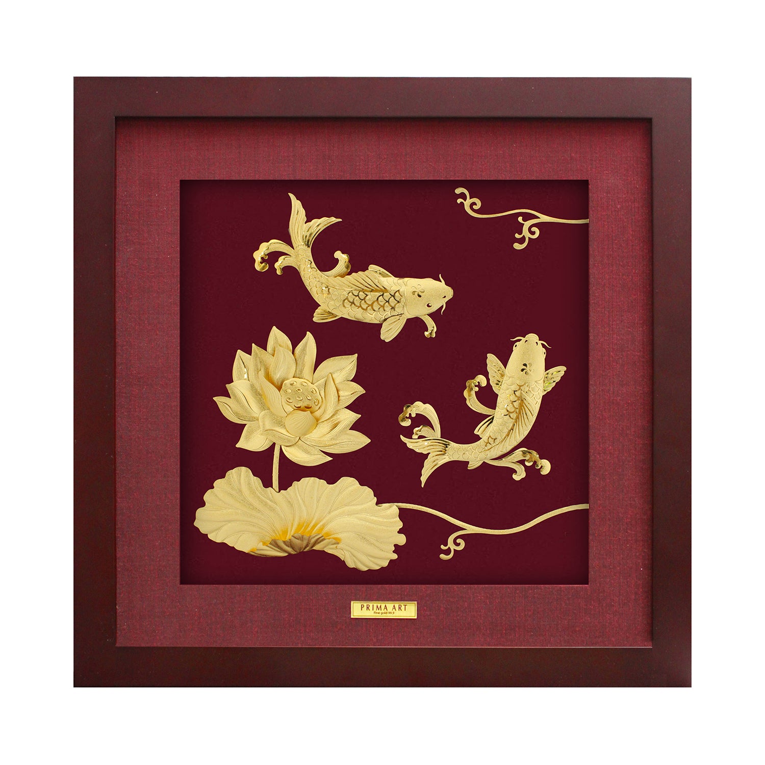 CGS053902 Couple Carps with Lotus in Frame 35x35 cm