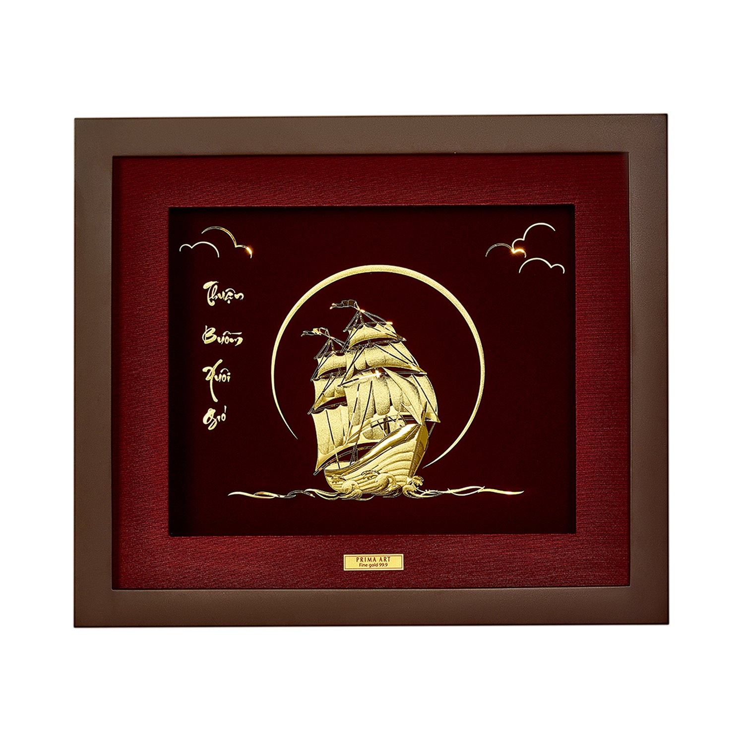 CGS068701 Golden Wealth Ship in Frame 33x38 cm