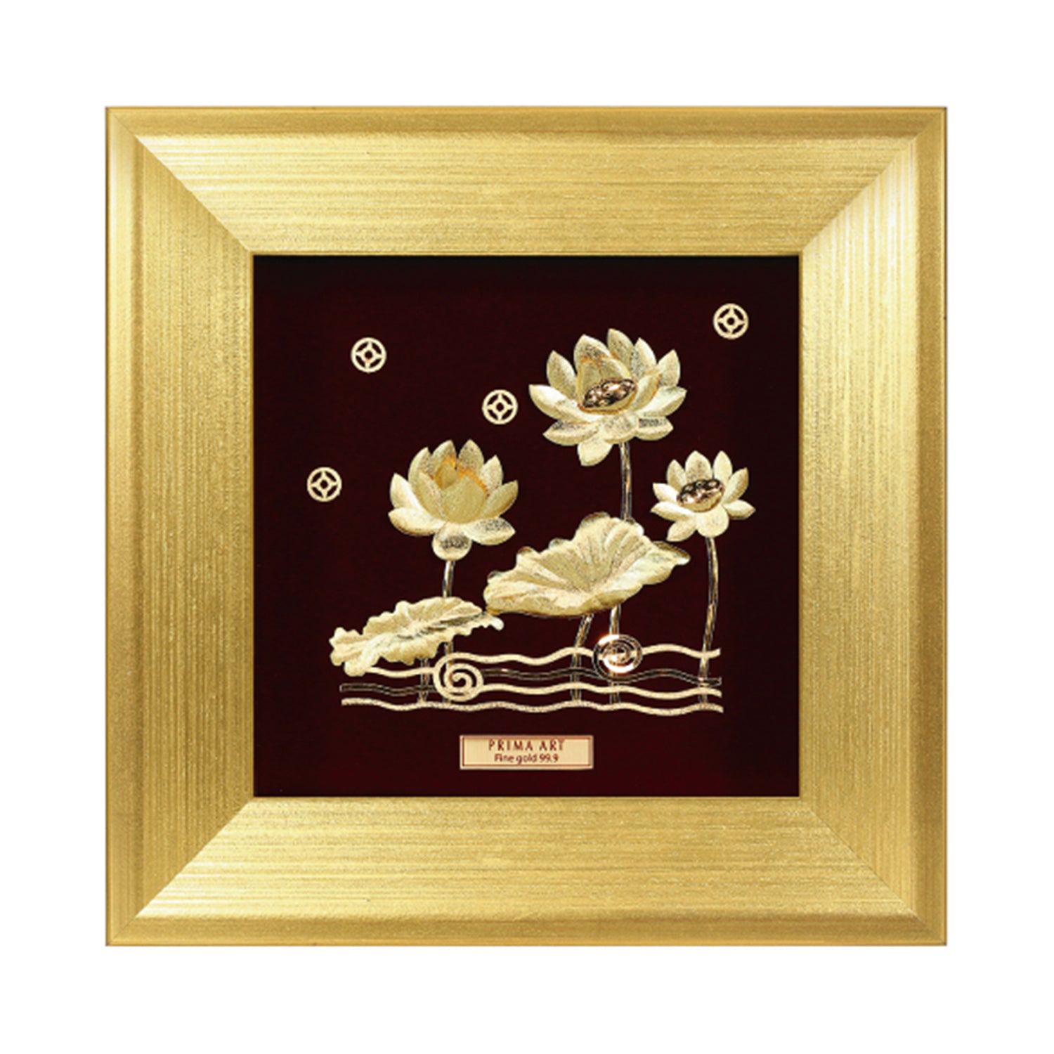 CGS071602 Auspicious Three Lotus in Frame 18x18 cm