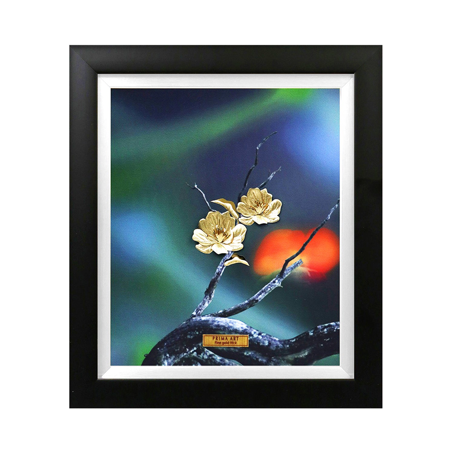 CGS074901 Couple Birds and Apricot Blossom Branches in Frame 25x29 cm