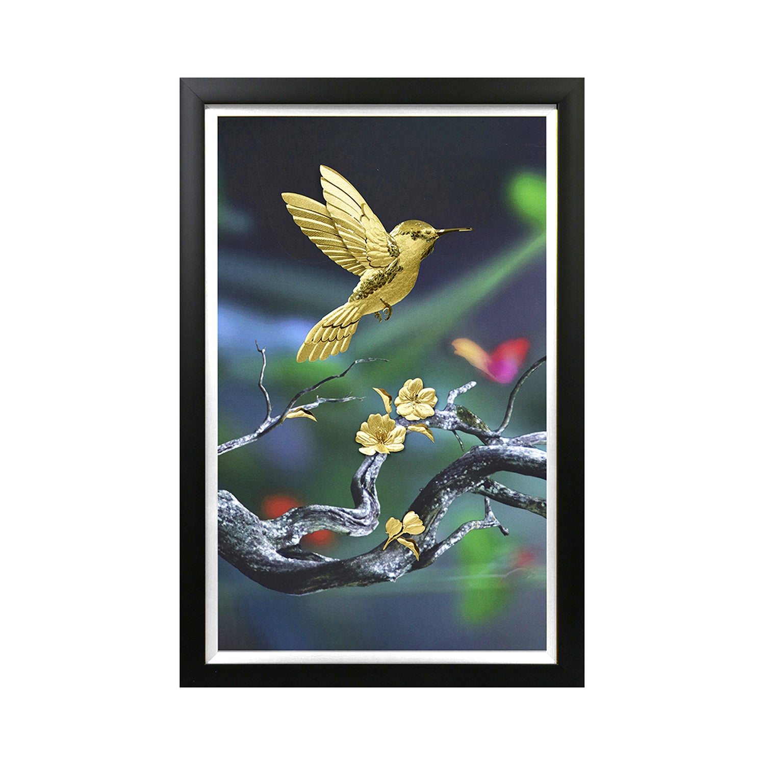 CGS075001 Couple Birds and Apricot Blossom Branches in Frame 35x55 cm