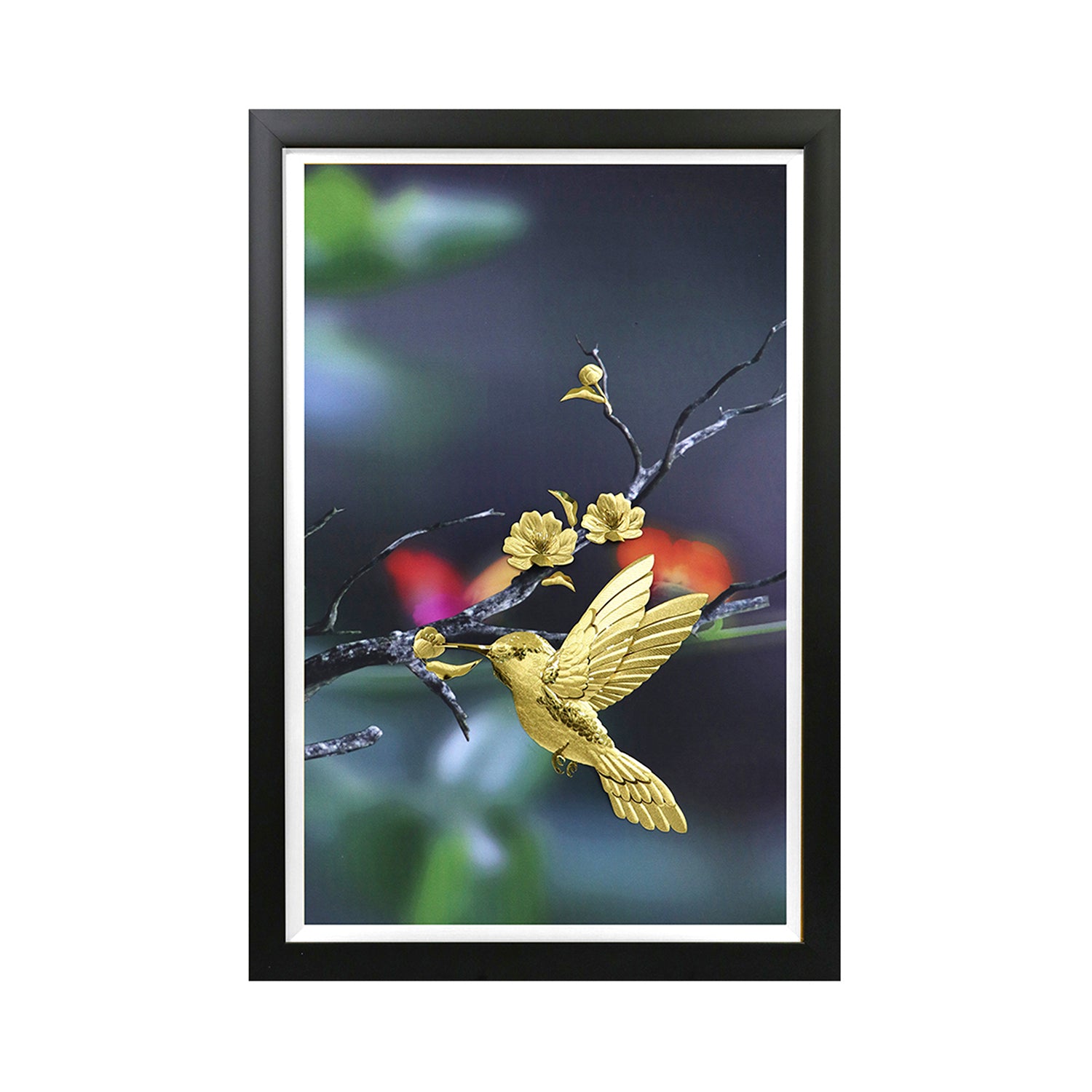 CGS075002 Couple Birds and Apricot Blossom Branches in Frame 35x55 cm
