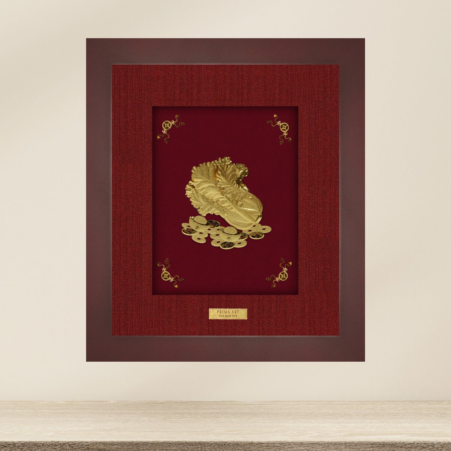 CGS-0151-34 Prosperous Cabbage With Gold Coin in Frame 25 x 29 cm