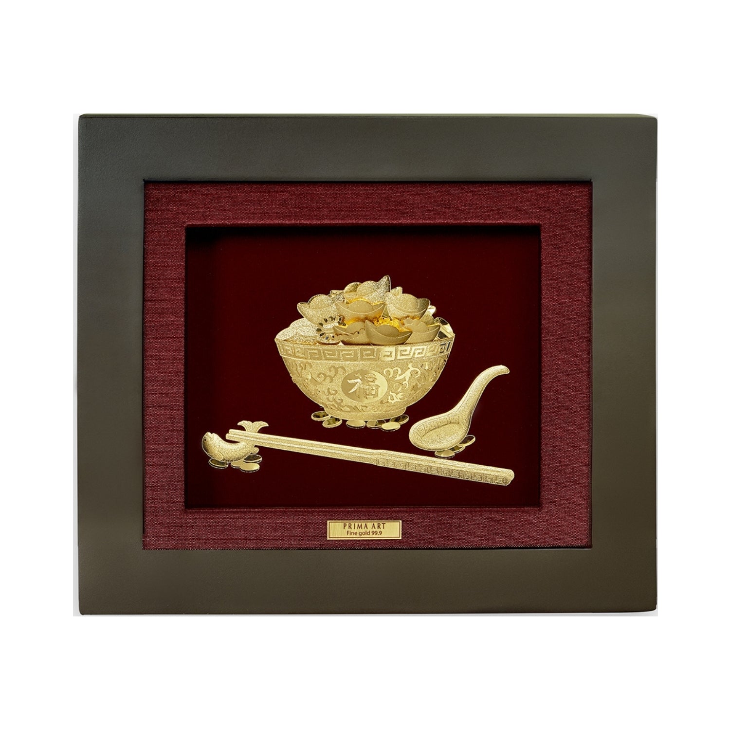 CGS-0264-13 Golden Rice Bowl Brings Happiness And Prosperity in Frame 18 x 20 cm