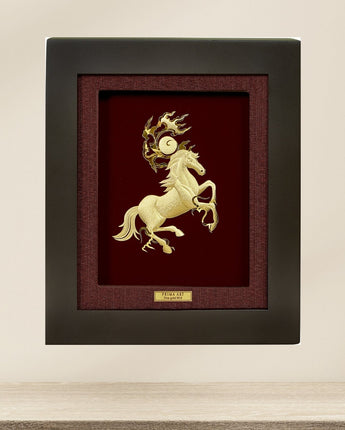 CGS-0286-10 Golden Horse Brings Victory in Frame 25 x 29 cm