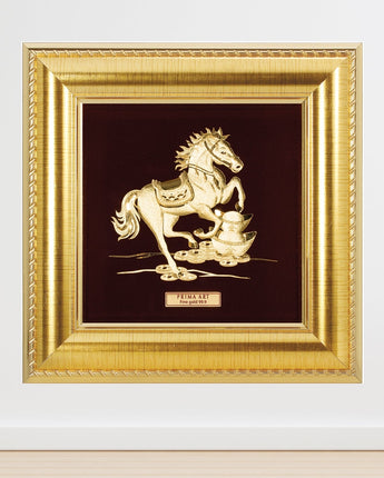 CGS-0371-13 Golden Horse Brings Fortune in Frame 16 x 16 cm