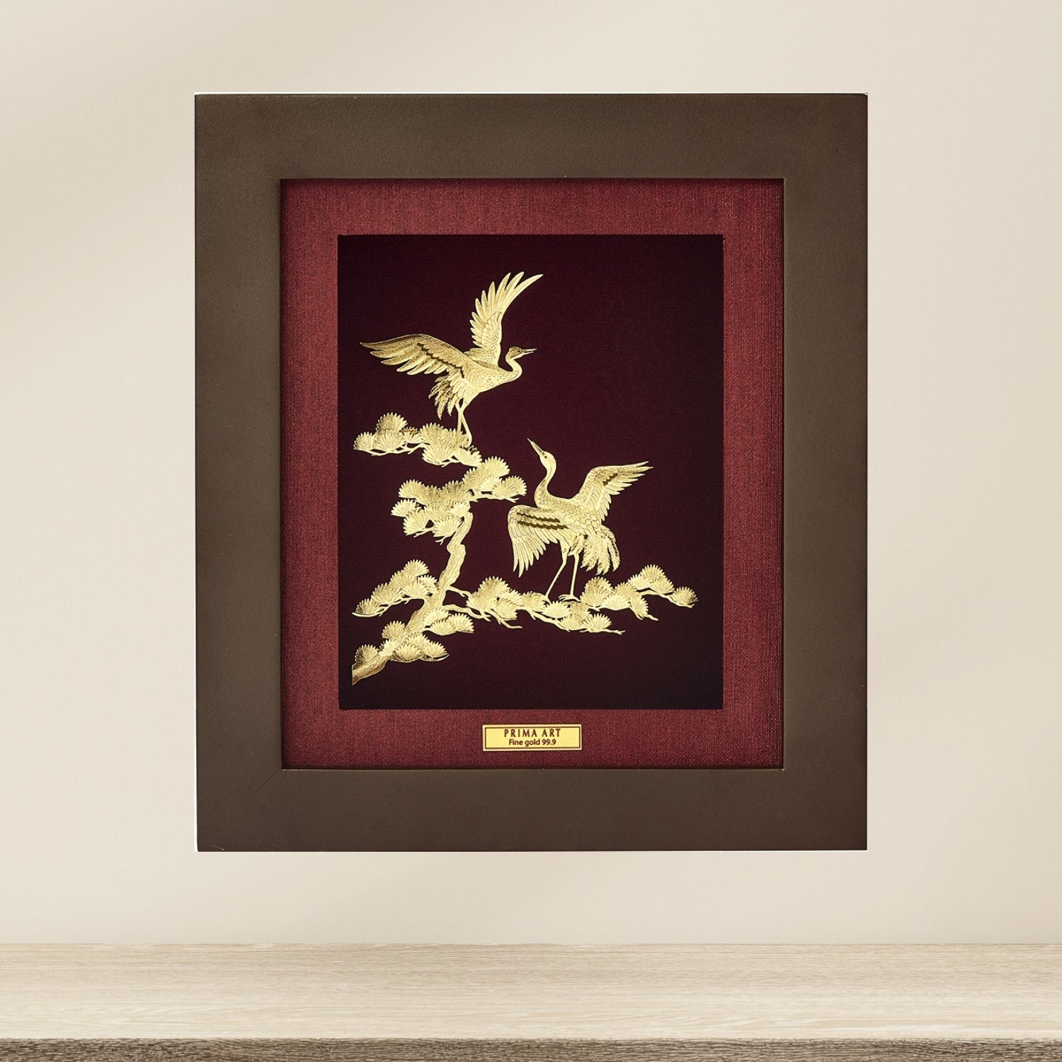 CGS-0411-10 Golden Crane For Wish A Longevity in Frame 18 x 20 cm