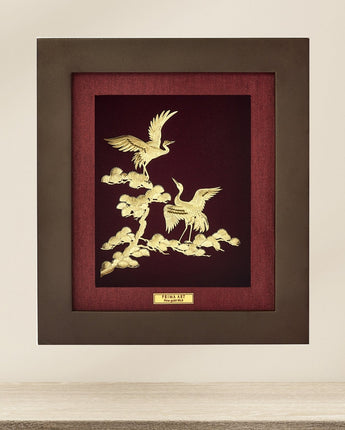CGS-0411-10 Golden Crane For Wish A Longevity in Frame 18 x 20 cm