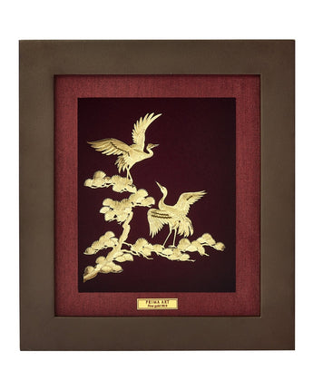 CGS-0411-10 Golden Crane For Wish A Longevity in Frame 18 x 20 cm