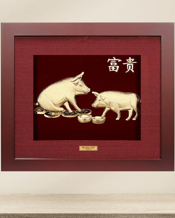 CGS-0411-15 Golden Pig Brings Patience in Frame 18 x 20 cm