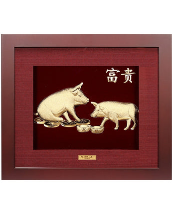 CGS-0411-15 Golden Pig Brings Patience in Frame 18 x 20 cm