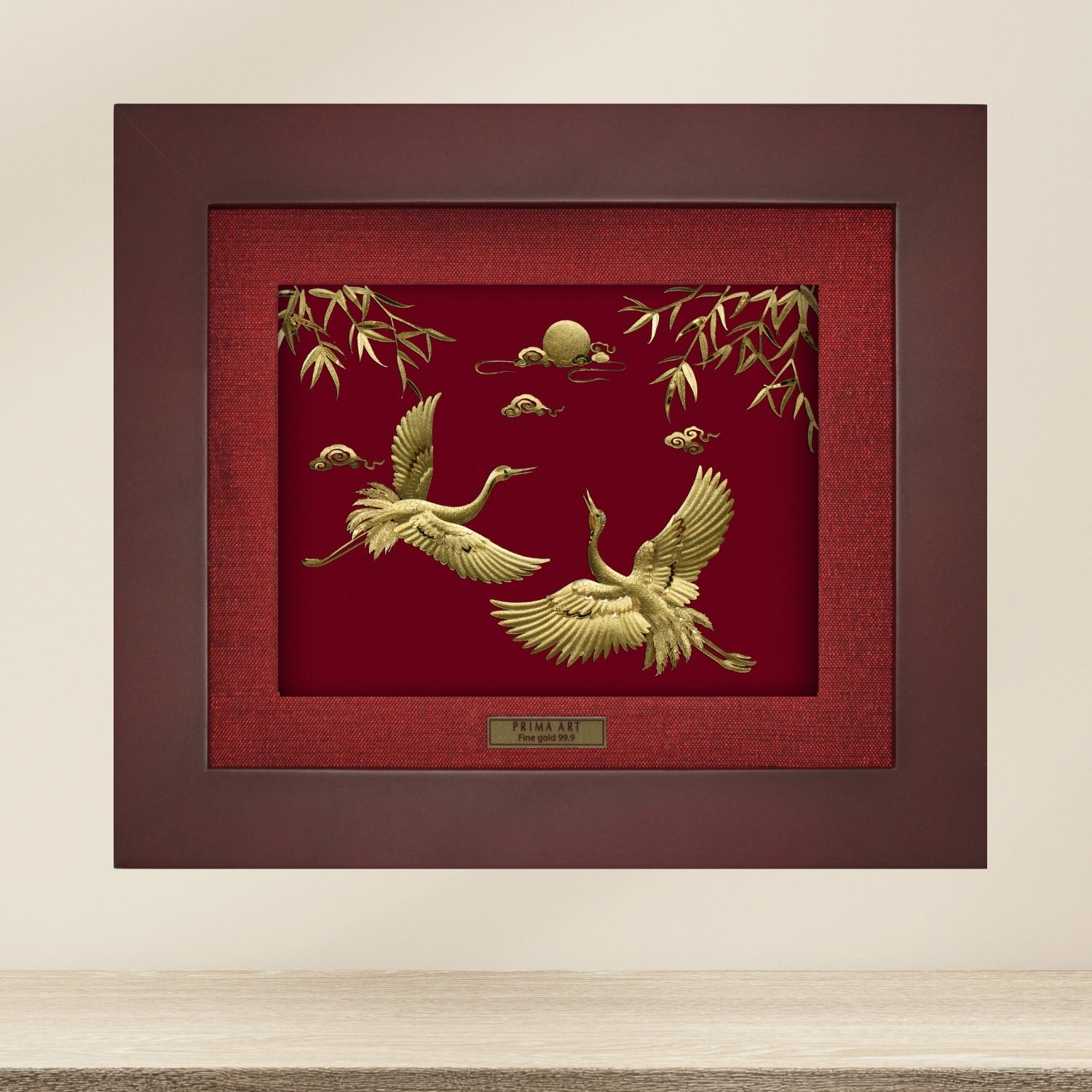 CGS-0411-29 Couple  Cranes Under The Moonlight in Frame 18 x 20 cm